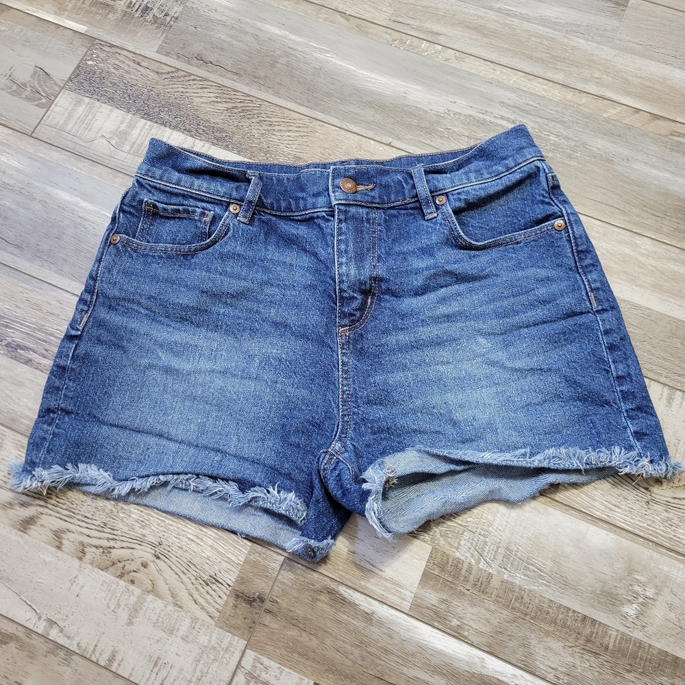 4/27 Loft Denim Frayed Raw Hem Shorts